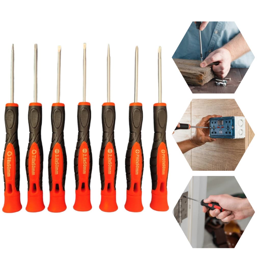 Kit 7 Chaves de Precisão Profissional: Fenda, Philips e Torx - Ideal para Reparos e Manutenções Novo