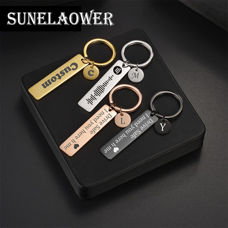 Nome Gravado Barra De Data Chaveiro Aço Inoxidável Para Mulheres Palavras Personalizadas DIY Jóias Presente Aniversário