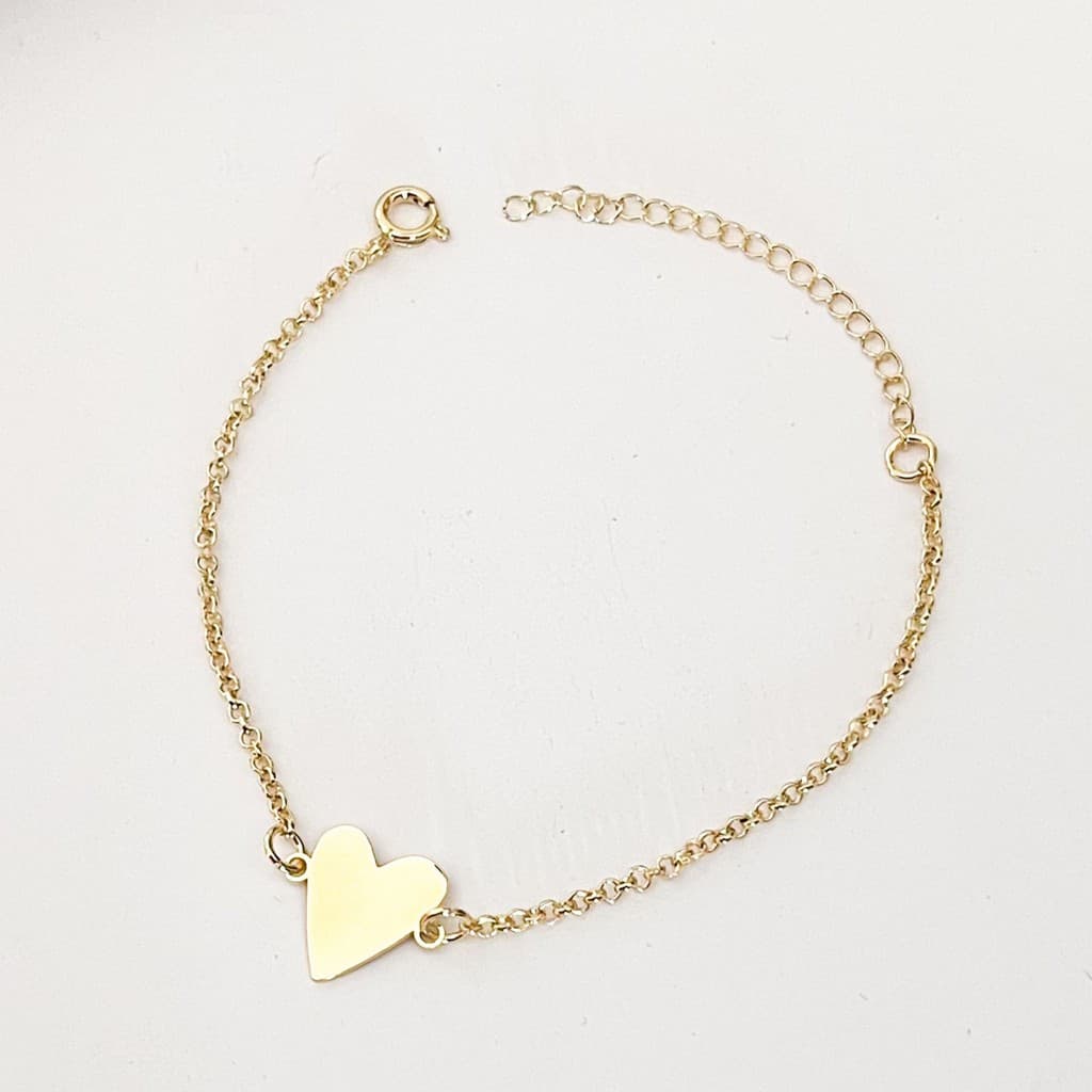 Pulseira Coração Corrente Elo Portugues Fino 5527