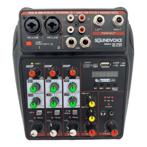 MESA DE SOM 4 CANAIS - SOUNDVOICE MC4-BT -BLUETOOTH