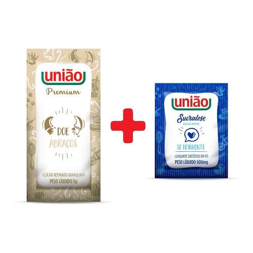 Açucar Uniao Sache C/ 100 + Adoçante Sucralose Sache C/ 100
