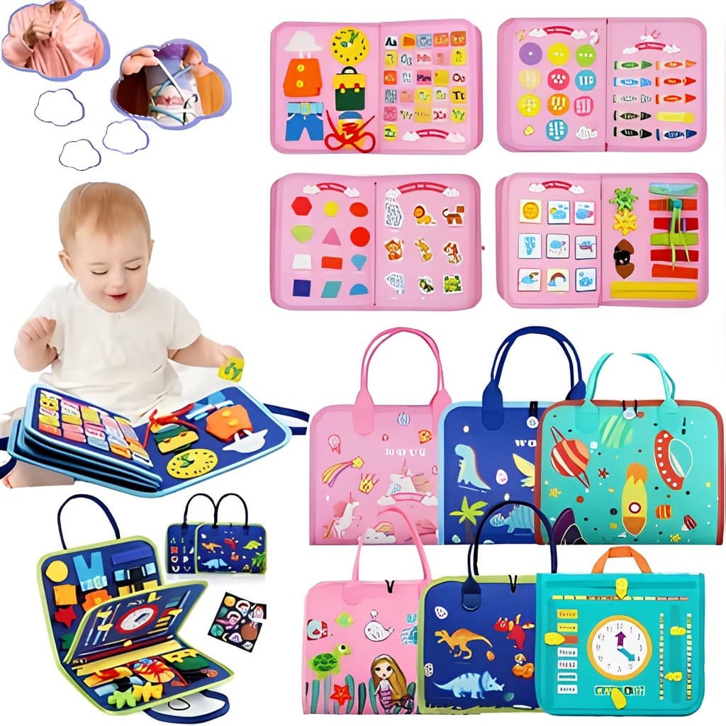 Maleta Educativa Montessori 6 Paginas Sensorial Menino Menina Infantil Divertido Viagem