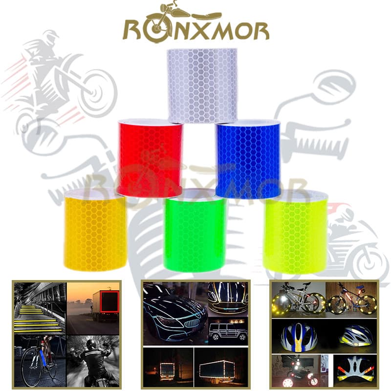 RONXMOR 1 Rolo De Fita Reflexiva Para Carro , Adesivo De Aviso De Segurança Automática , Refletor , Protetora , Filme Ca