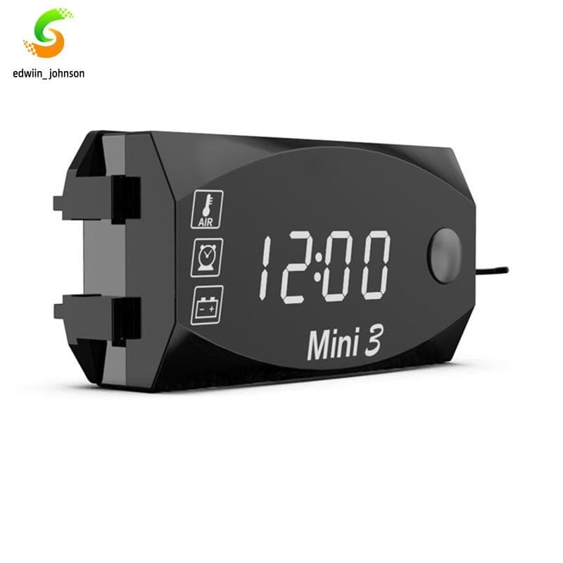 Display LCD Voltímetro À Prova D'água IP67 Tempo Digital Relógio Para Motocicleta Scooter Carro Barco Termômetro