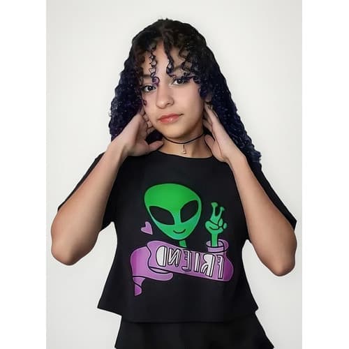Cropped Feminino Camiseta Et Alien Planeta Tumblr Promoção