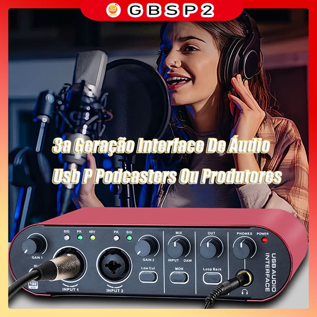 Amplificadores 3a Geração Interface De Áudio Usb P Podcasters Ou Produtores