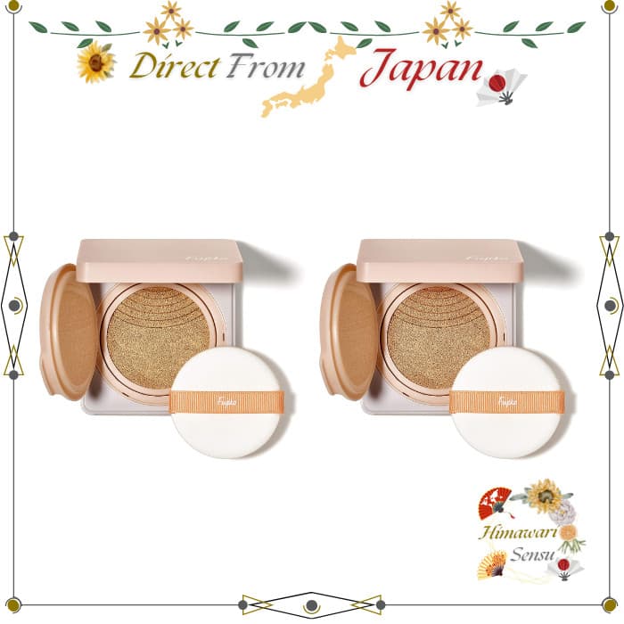 Fujiko Dual Cushion Foundation Primer Concealer UV Protection With Puff【 Direct from Japan 】
