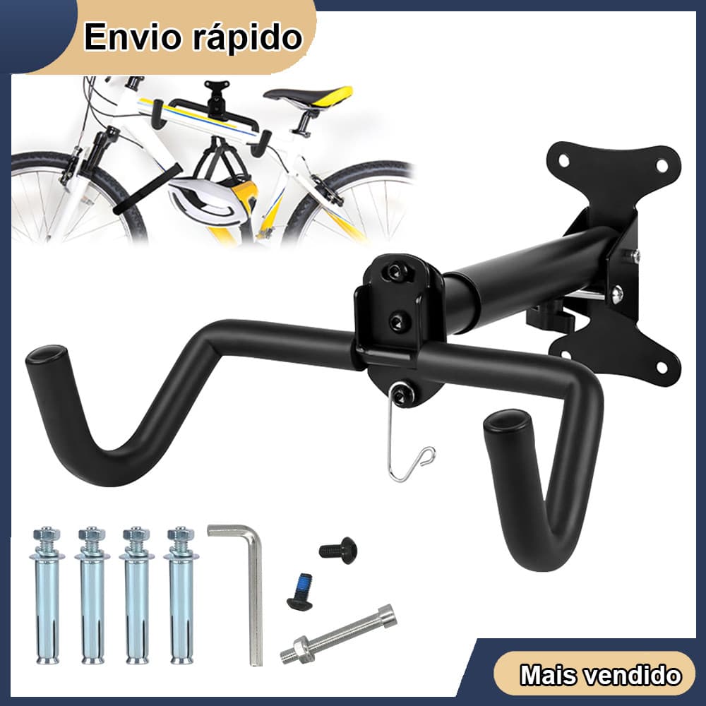 Suporte de Parede Bike Horizontal suporte bike apartamento garagem - Suporte Articulado para Pendurar e Limpeza de Bike
