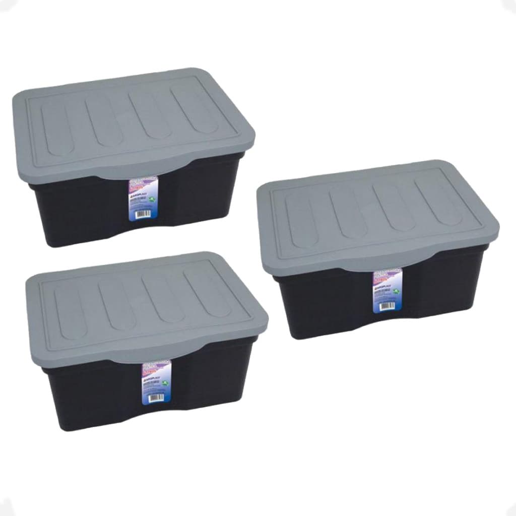 Kit 3 Caixas Organizadoras Multiuso C/ Tampa Preta  5 L  25468PM Arqplast