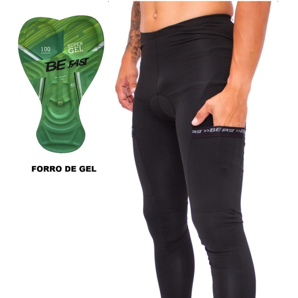 Calça Ciclismo ECO Masculina Bike Forro em Gel Confortavel Be Fast Bicicleta MTB