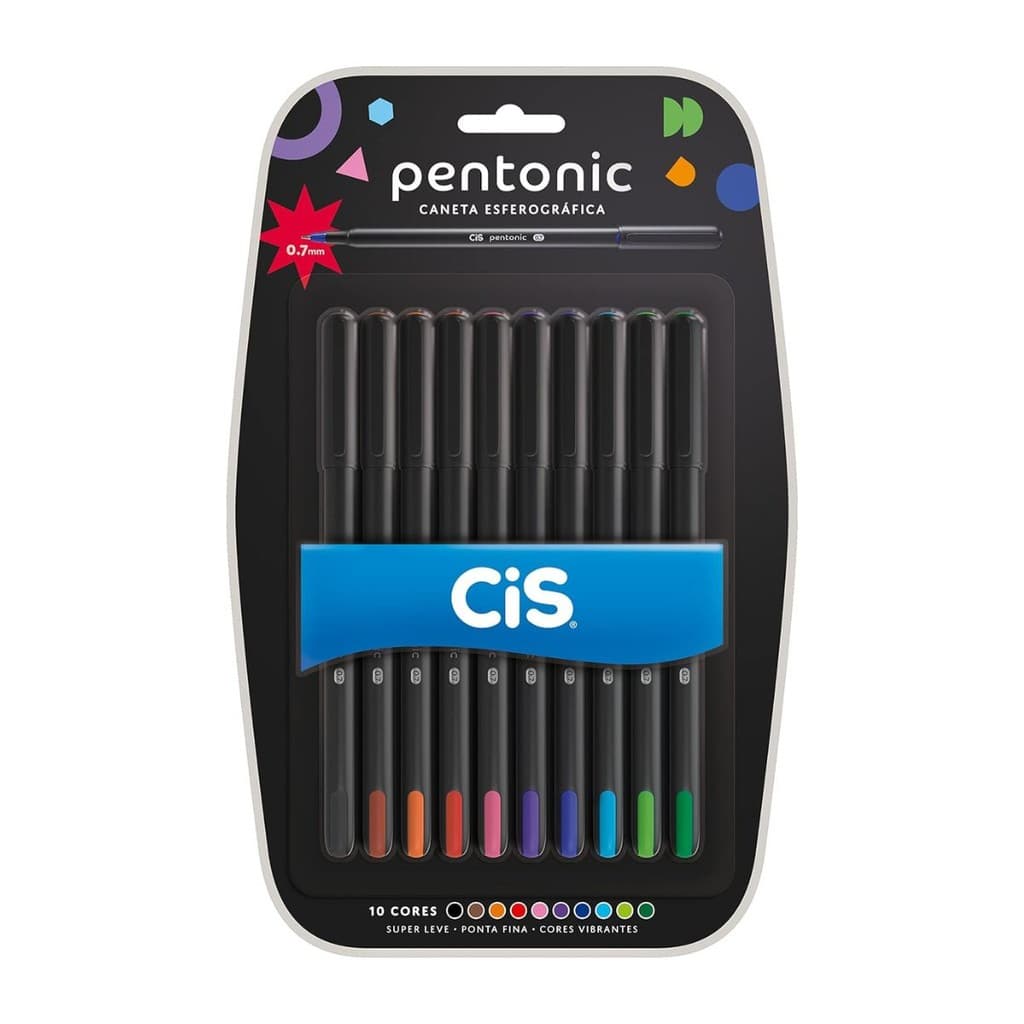 Caneta Esferográfica Pentonic CiS 0.7mm 1.0mm com 10 Cores Sortidas Ponta Fina Secagem Rápida