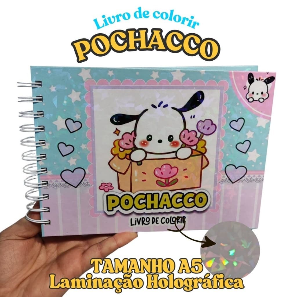 Livro de colorir Pochacco coloring book Capa dura tamanho A5 - COLORIR PINTURA - RELAXAMENTO