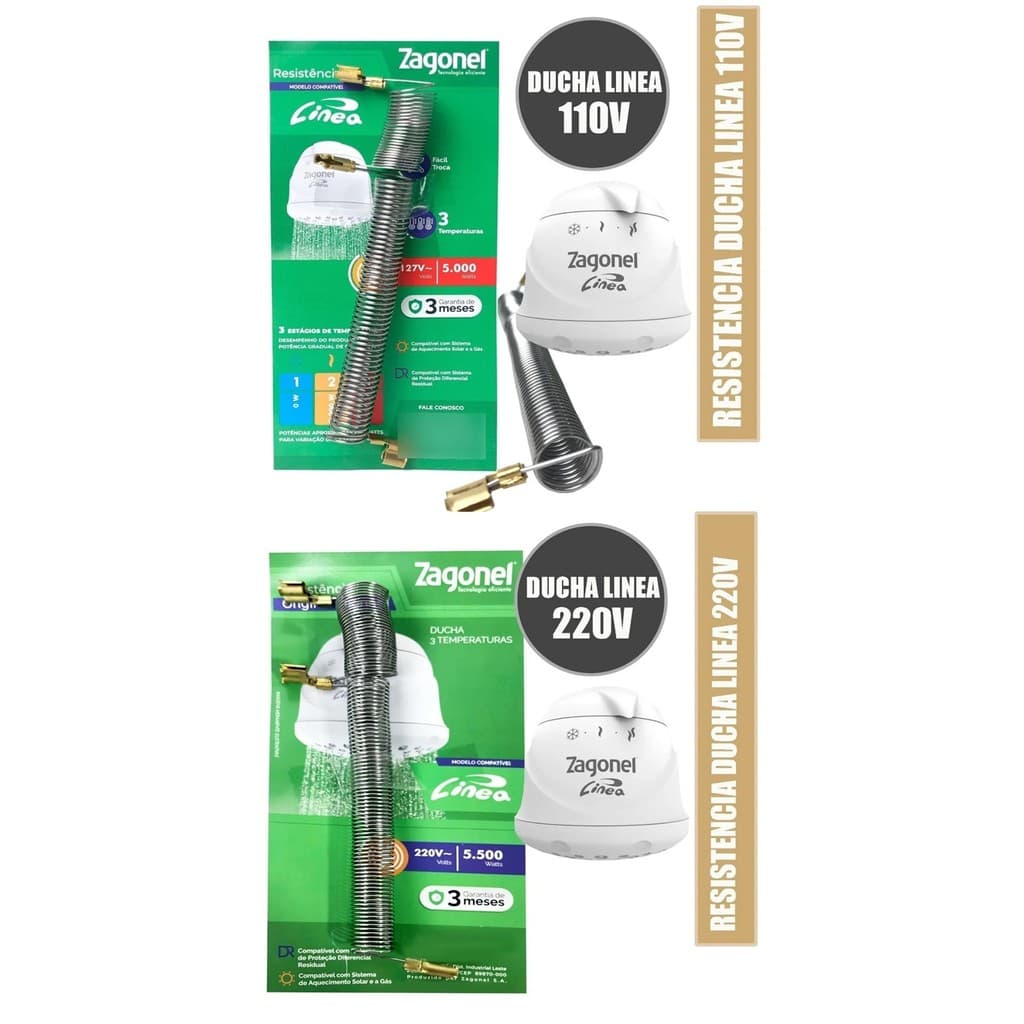 Resistência Chuveiro Ducha Zagonel Linea 220v 5500w ou 110V 5000W