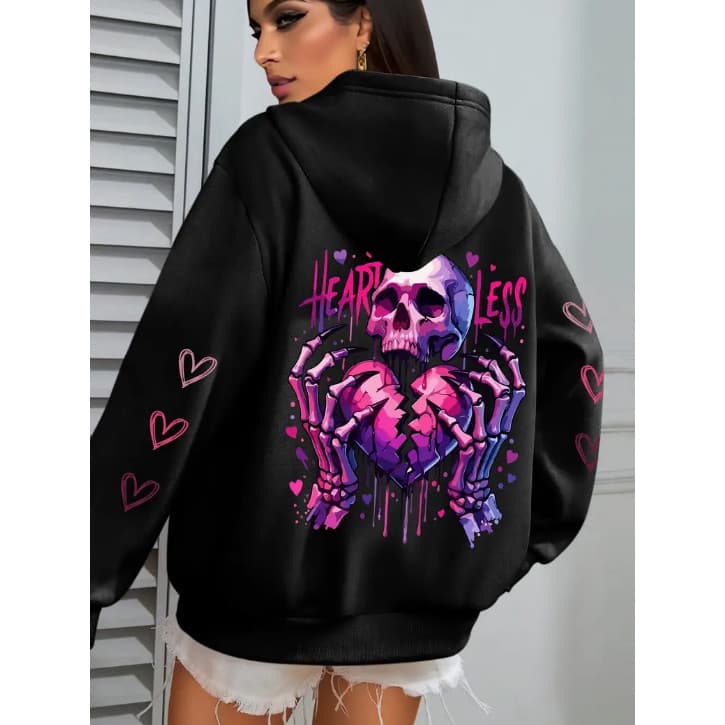 Moletom Blusa de Frio Casaco Caveira Coração Partido Ouça Menos Novo!