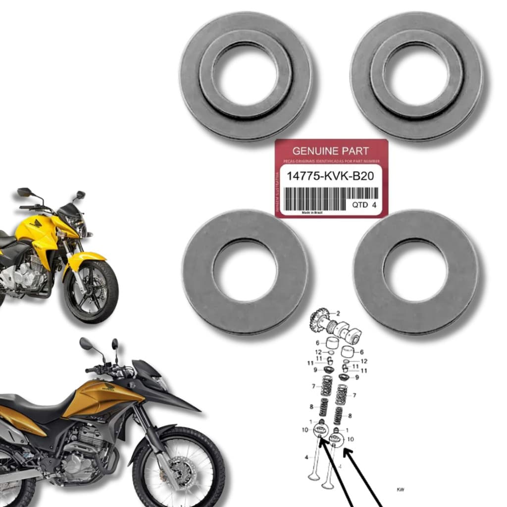 Kit Arruela Assento Mola Valvula Xre Cb 300 09-15 Original Honda