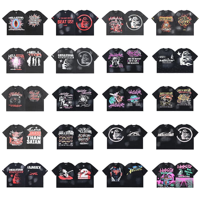 Hellstar Moda Rua Lavagem retro Impressão Completa graffiti De Manga Curta Homens Mulheres Camiseta