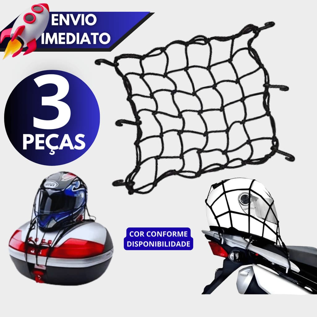 Kit 1/2/3 Redinha Elástica Aranha Moto 30×30 cm Rede Porta Capacete Bagageiro