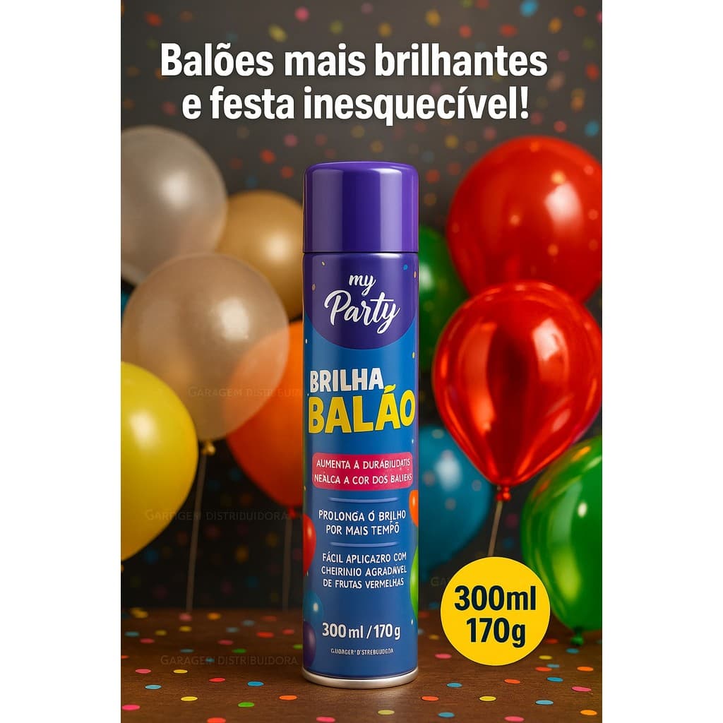 SILICONE BRILHA BALÃO SPRAY SEM OLIOSIDADDE ENTREGA IMEDIATA - MY PARTY - 300ML