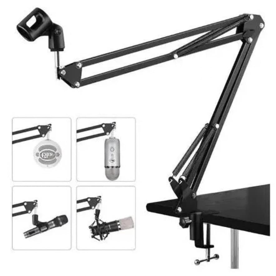 Braço Suporte Pedestal De Mesa Articulado Para Microfones Studio Profissional