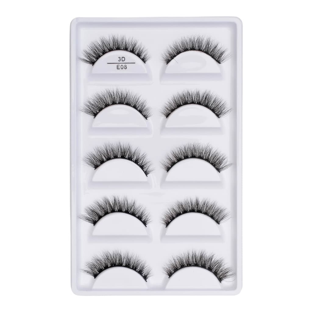 Cartela com 5 pares de cilios postiços naturais modelo - E08