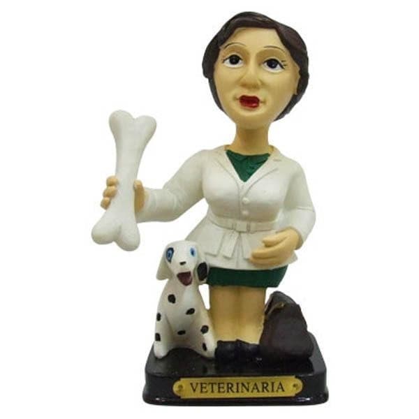 Boneco Profissional Veterinária Miniatura Decoração 14cm