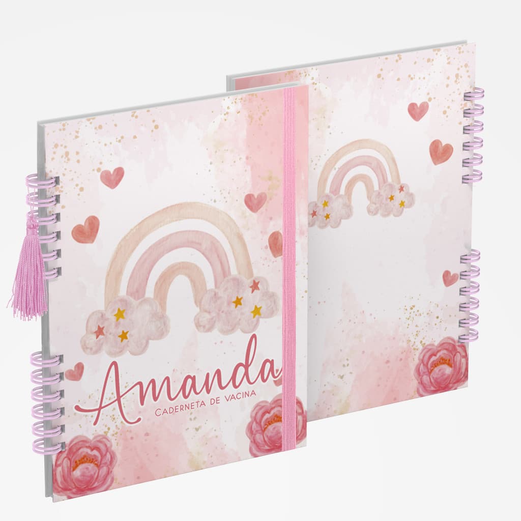 Caderneta de Saúde Vacina Personalizada Menina Arco Iris 1