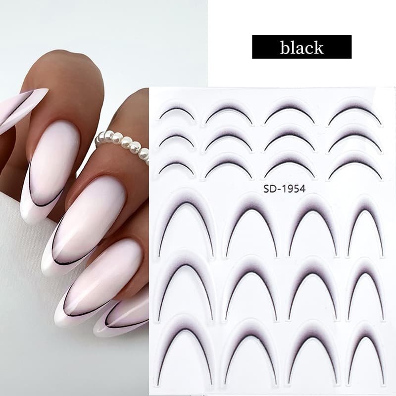 3D Gradiente Linha Francesa Adesivos De Unhas Roxo Rosa Azul Dicas Guia Para DIY Manicure Decoração Estêncil Ferramenta