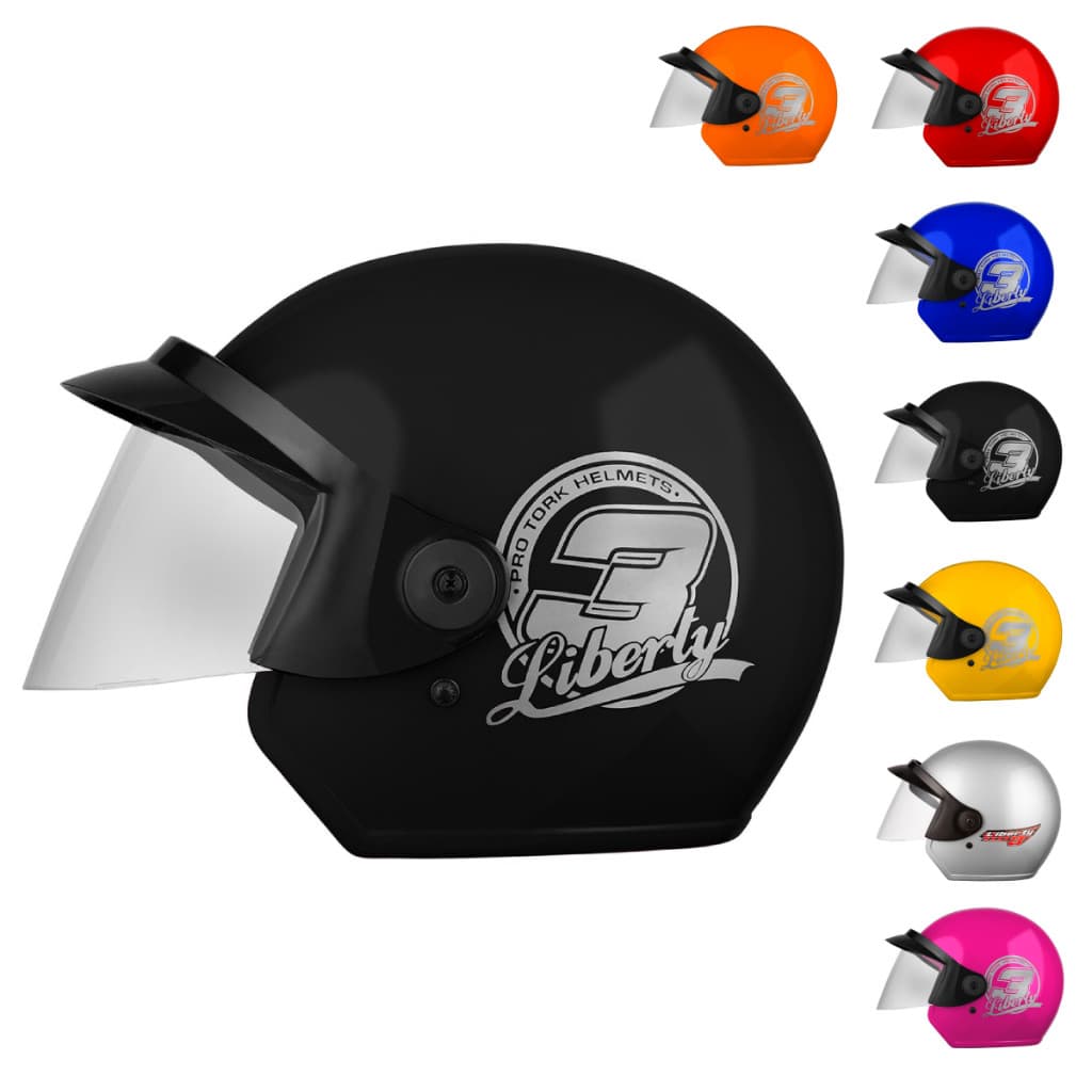 Capacete Moto Aberto Passeio Trabalho Pro Tork Liberty Three 3 Feminino Masculino Viseira Cristal