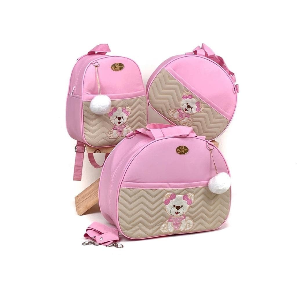 Kit Bolsas de Bebê e Mochila Maternidade Térmica Impermeável + Trocador