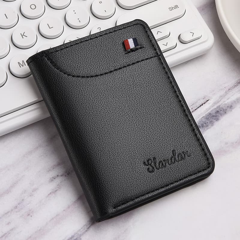 Carteira mini ultra fina, estilo curto masculino, estilo vertical juvenil, carteira personalizada, masculino coreano.