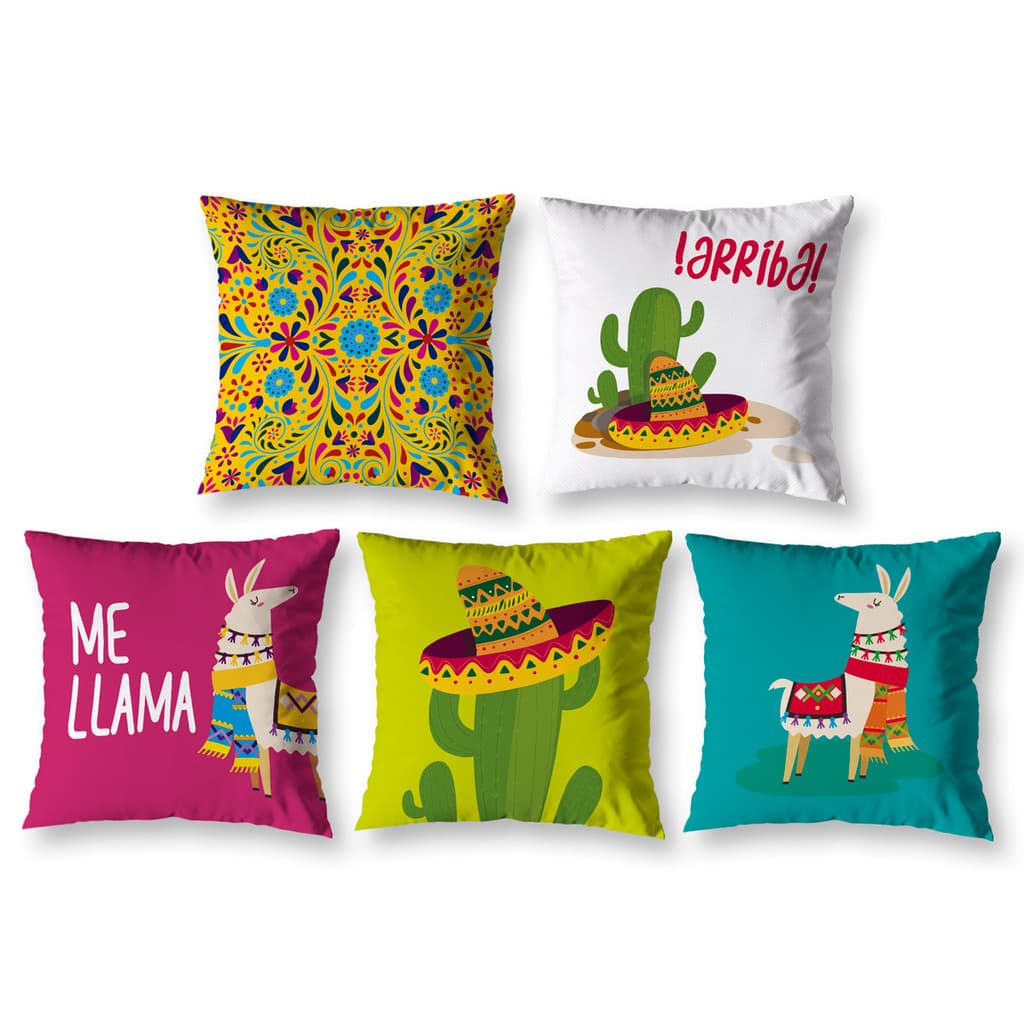 Kit 5 almofadas Cheias 40cm x 40cm Decorativas Estampadas Digital Coloridas Sala Sofá Quarto