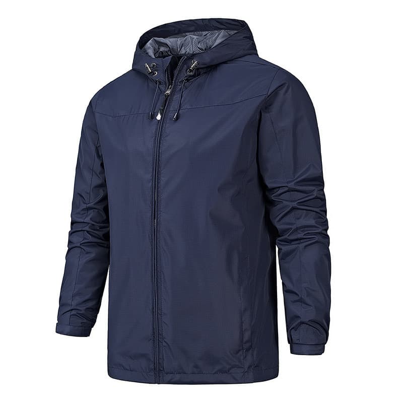 Jaqueta transfronteiriça masculina primavera outono estilo fino jaqueta de camada única com capuz jaqueta corta-vento à