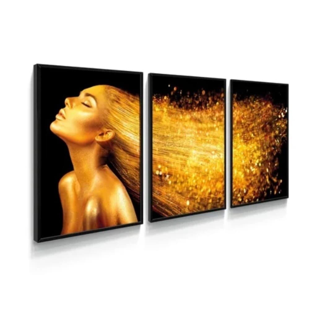 Quadros Decorativos  Mulher Dourada Cabelo Dourado Elegante Sala De Estar Quarto Decoração De Parede