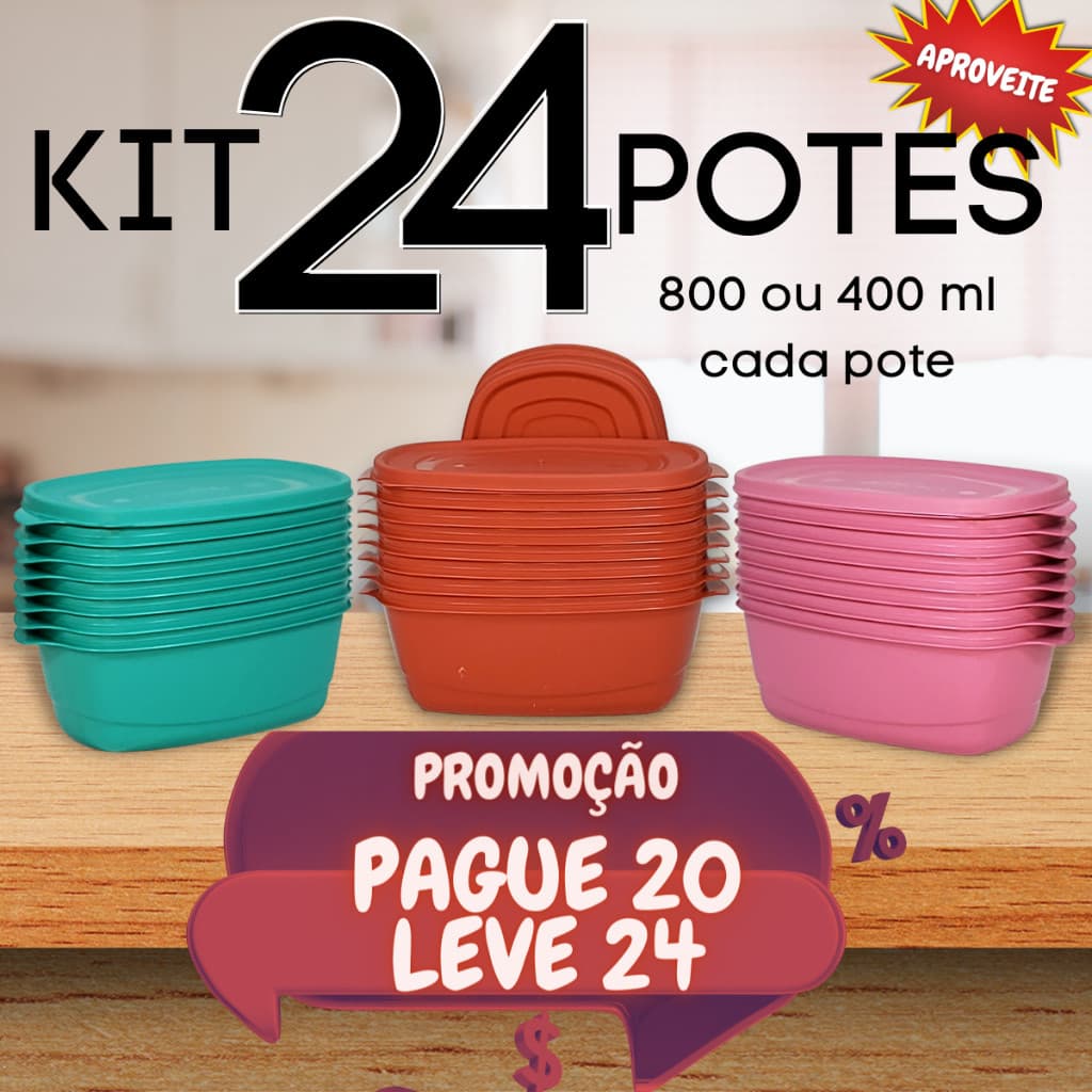 Kit 24 Potes - Vasilhas, Tappoware Para Cozinha Alimentos.