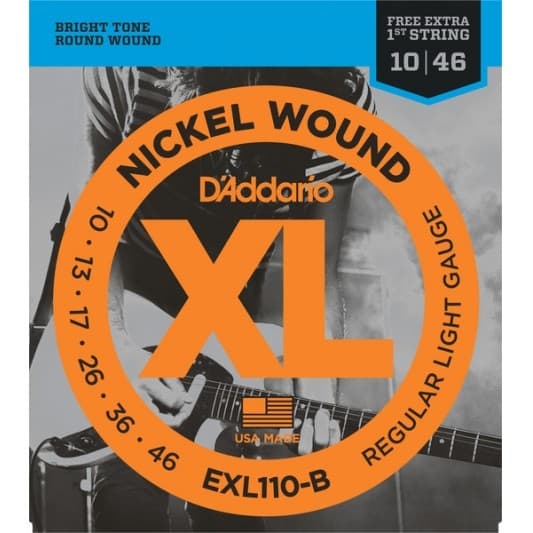 Encordoamento Guitarra Daddario Exl 110-B  Xl Nickel 10-46 + Corda 1ª Grátis