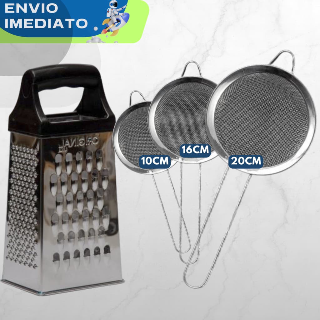 PROMOÇÃO Utensílios Ralador Peneiras INOX 20cm 16cm 10cm Qualidade Premium Cozinha Restaurante Casa Suco Coador Legumes