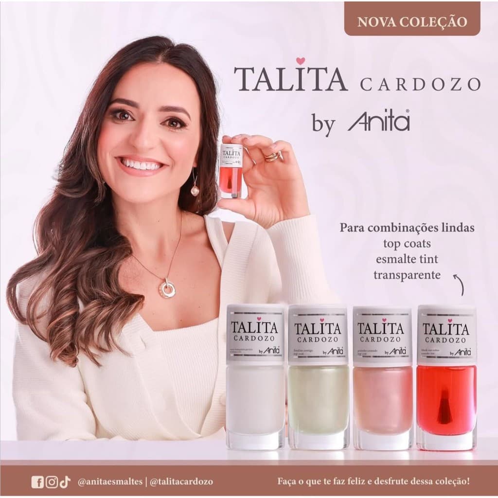 Kit com 4 Top Coats Talita Cardozo – Lançamento Anita Unhas Esmaltes