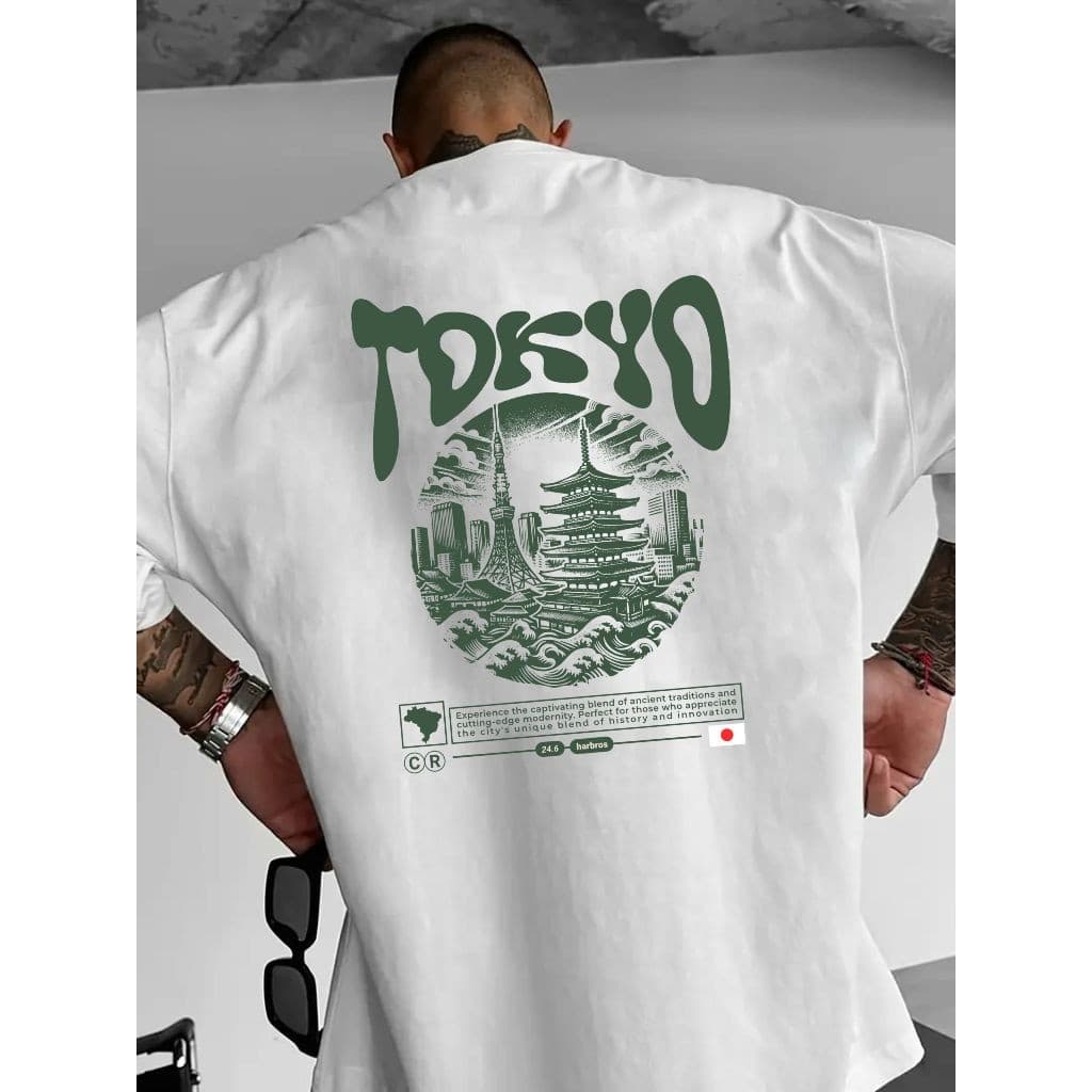 Camisa camiseta t shirt 100% algodão casual streetwear masculina estilosa estampada tokyo 9