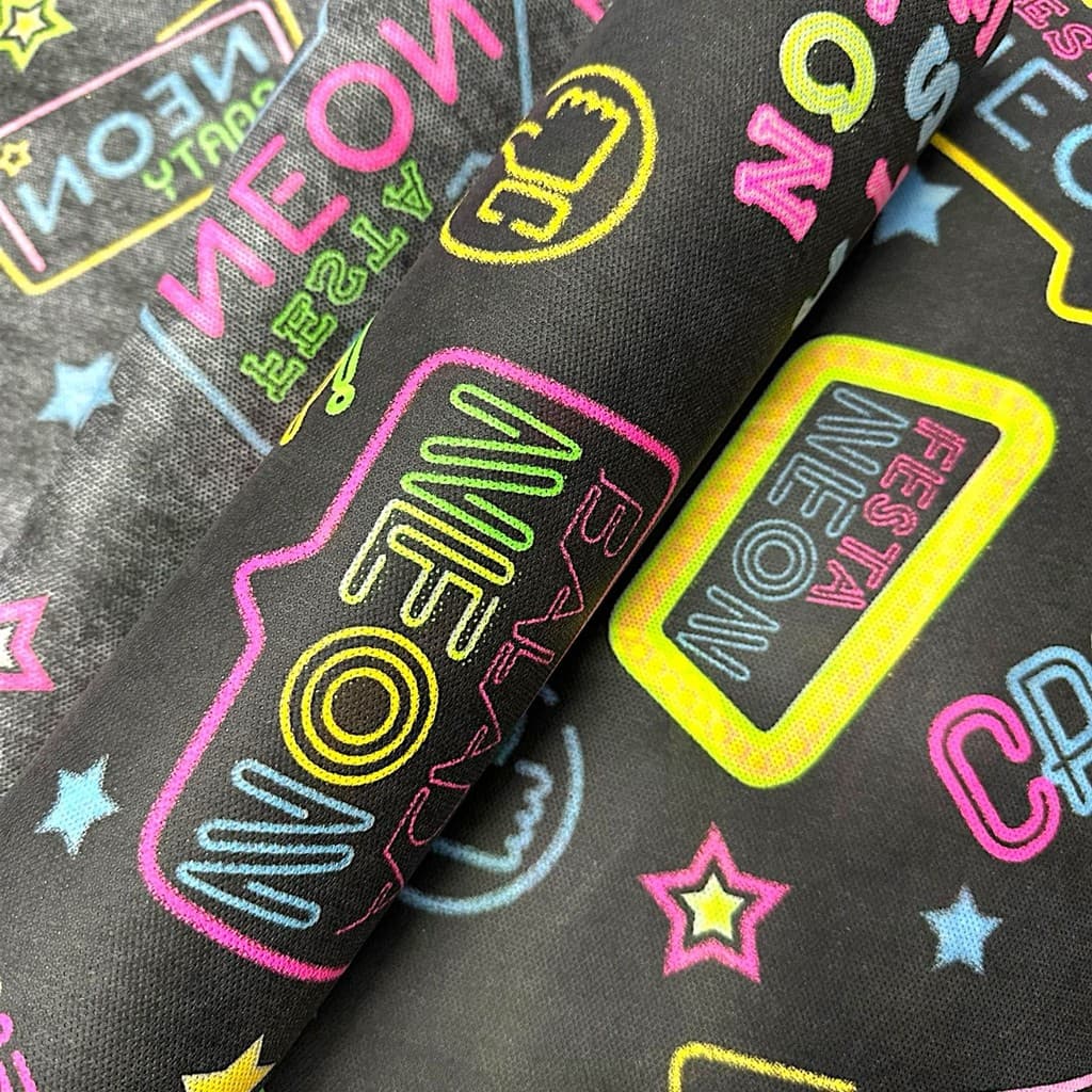 Tnt Estampado Fluor Balada Neon Preto 1m x 1,40m