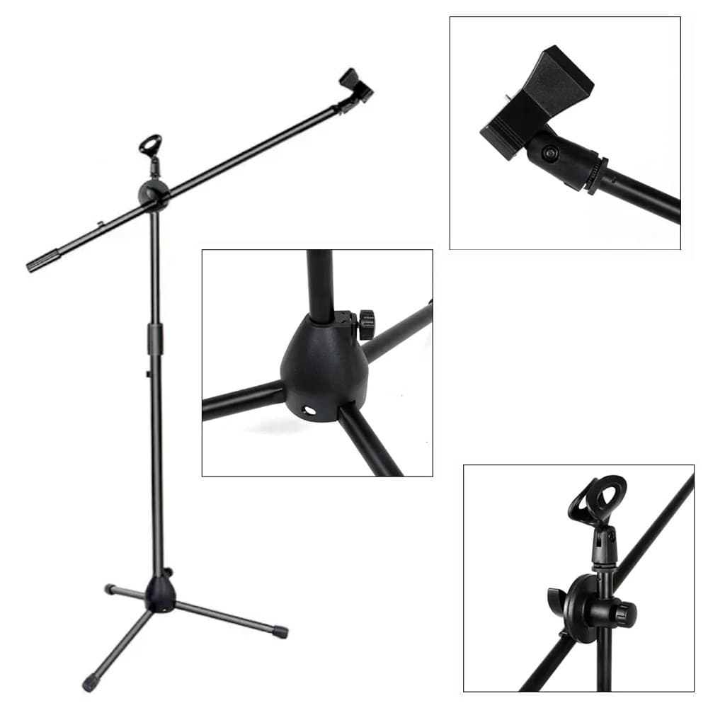Pedestal Suporte duplo de 2 microfone Violao e Voz Regulável