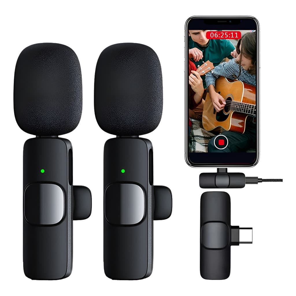 Microfone Sem Fio Duplo Lapela Profissional Android iPhone C