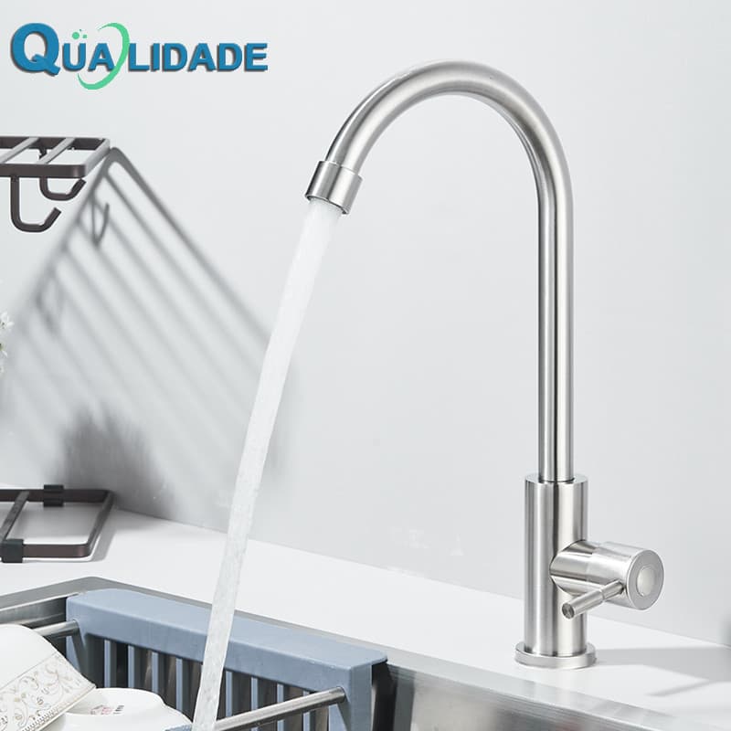 Torneira De Cozinha Gourmet Água Fria Bancada De Plástico 1/2 Conexão 1/4 Volta