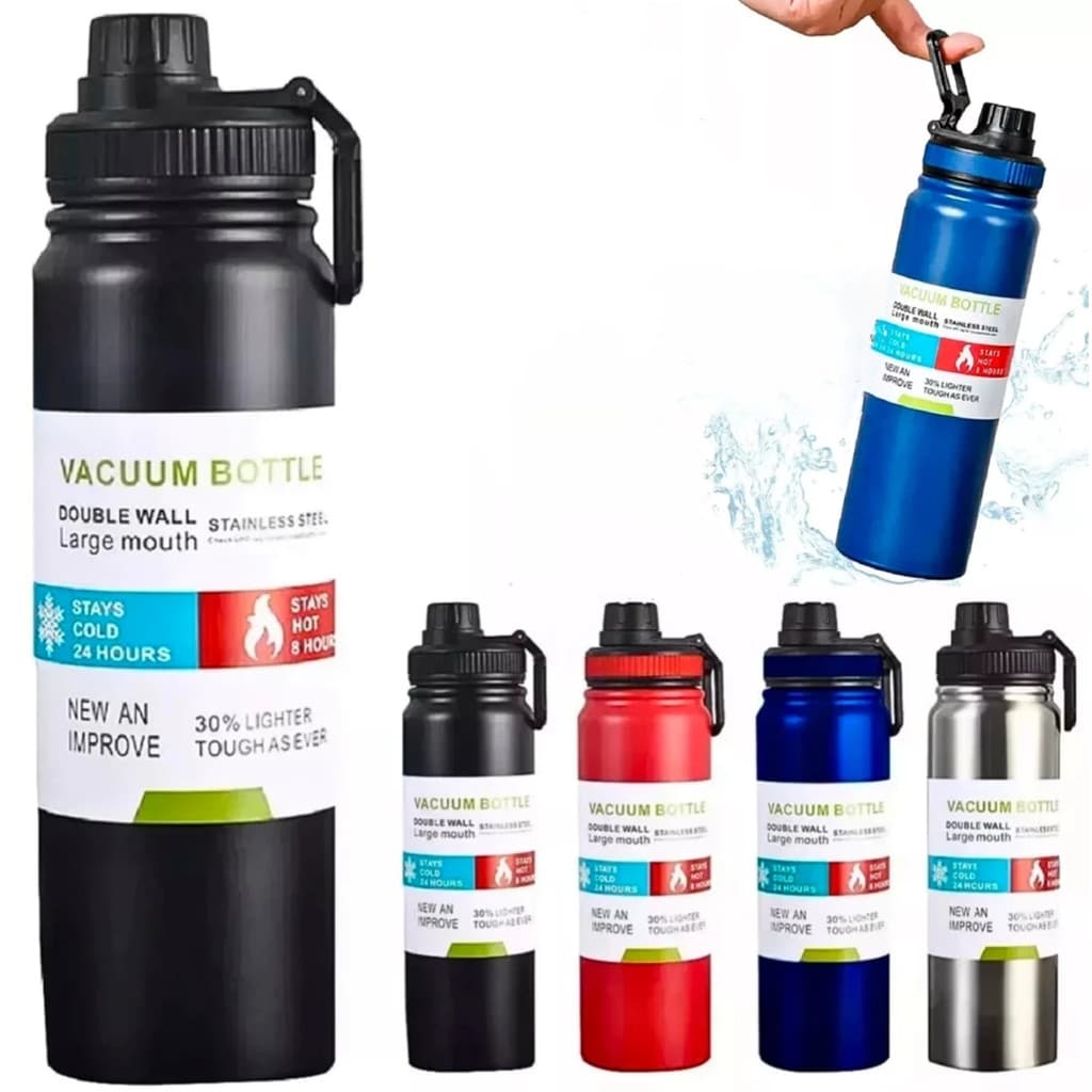 Garrafa Térmica de 600/800 ml Inox Tampa Café Água Quente Gelado - Mantém Até 12 horas