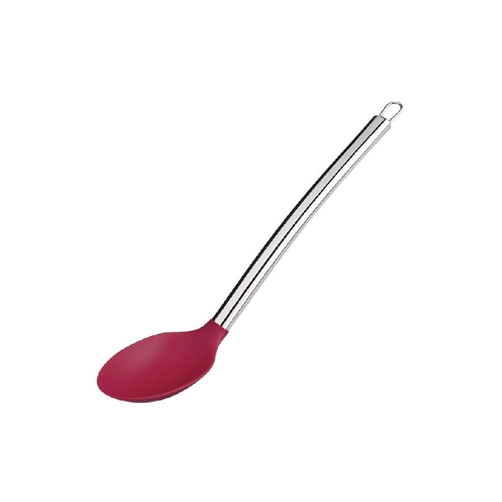Colher De Arroz Silicone Vermelha Cabo Inox