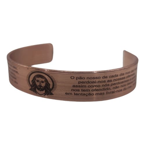 Bracelete Pulseira Cobre Puro Personalizado Religioso 15 cm Jesus 15 cm
