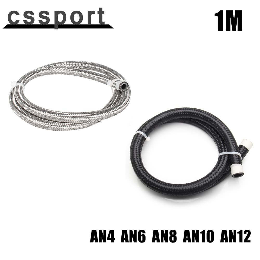 AN4 AN6 AN8 AN10 Linha De Mangueira 1M Cooler Tubo De Nylon Aço Inoxidável Trançado Dentro Da Borracha CPE