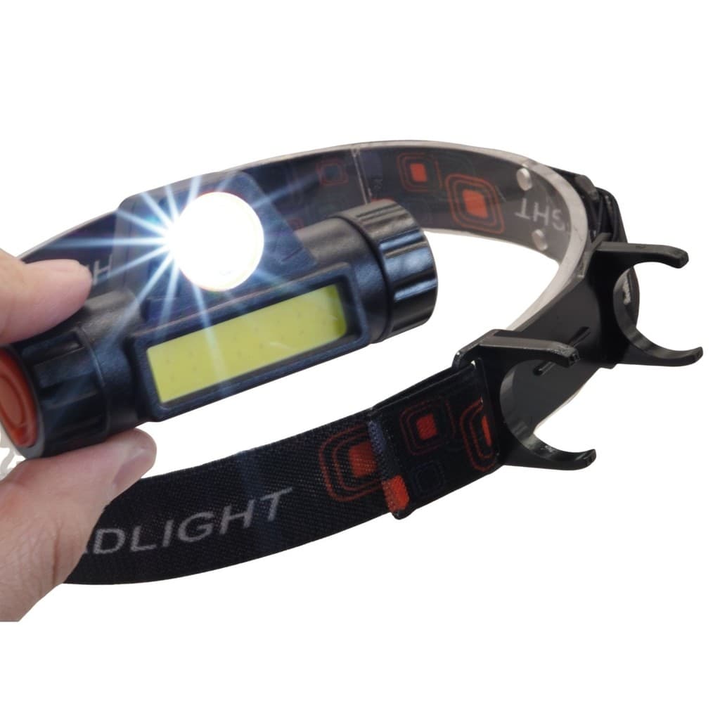 Lanterna de Cabeça LED Profissional com Barra de LED Super Leve Trilha Camping Esporte