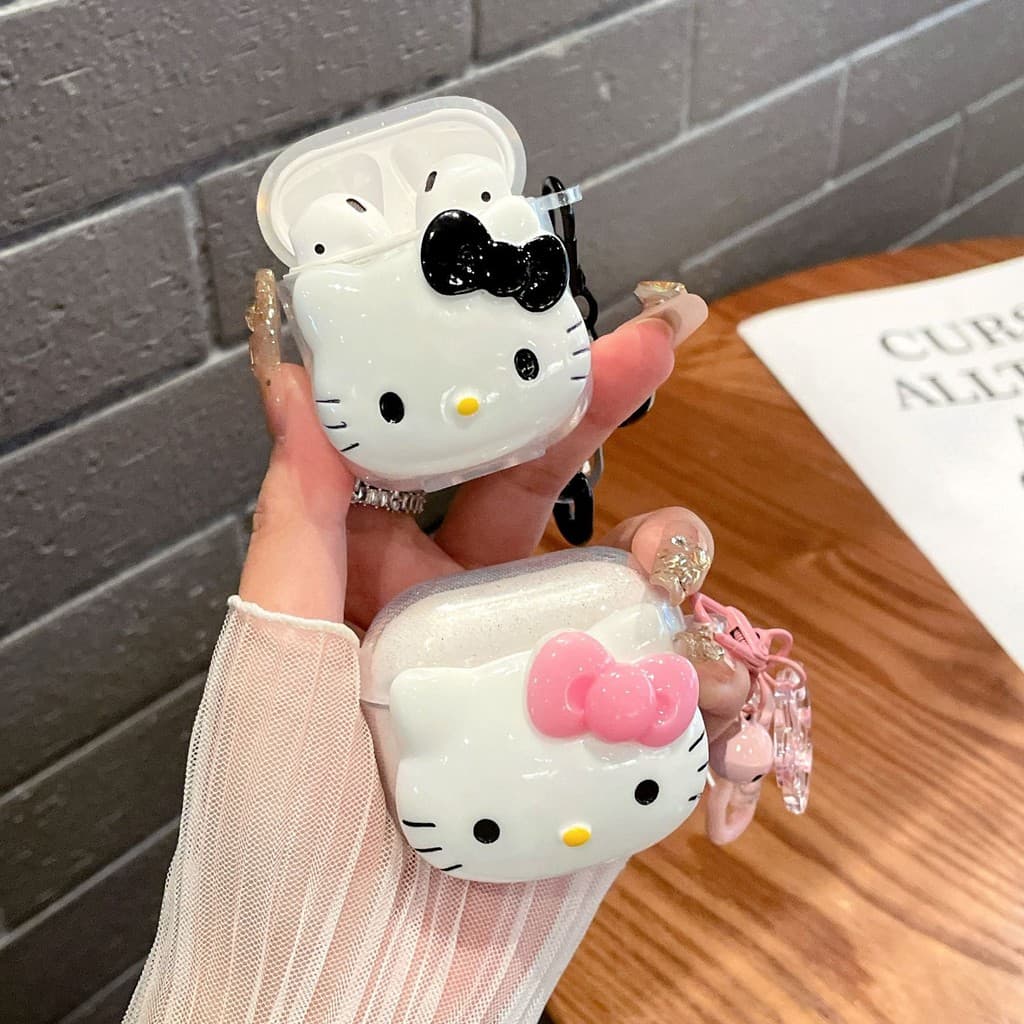 Capa Fofa Rosa Hello KT Cat Compatível Com Airpods 4 De Fone De Ouvido De Desenho Animado Para Pro2 Pro 3 2 1 Protetora