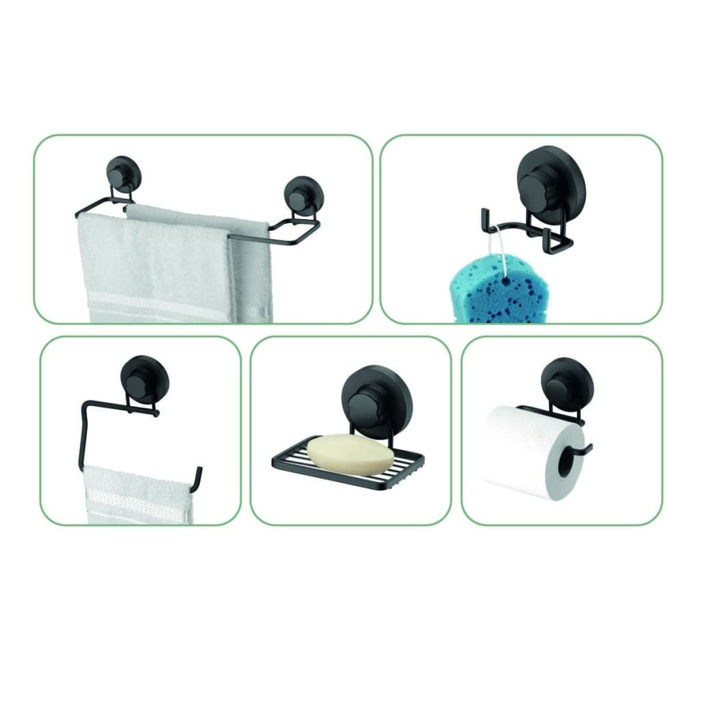 Kit para banheiro Schmitt Aramados Faciliti com 5 peças e ventosa, modelo preto fosco