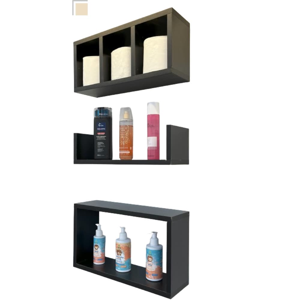 Nicho Decorativo para banheiro c/prateleira kit 3 unidades